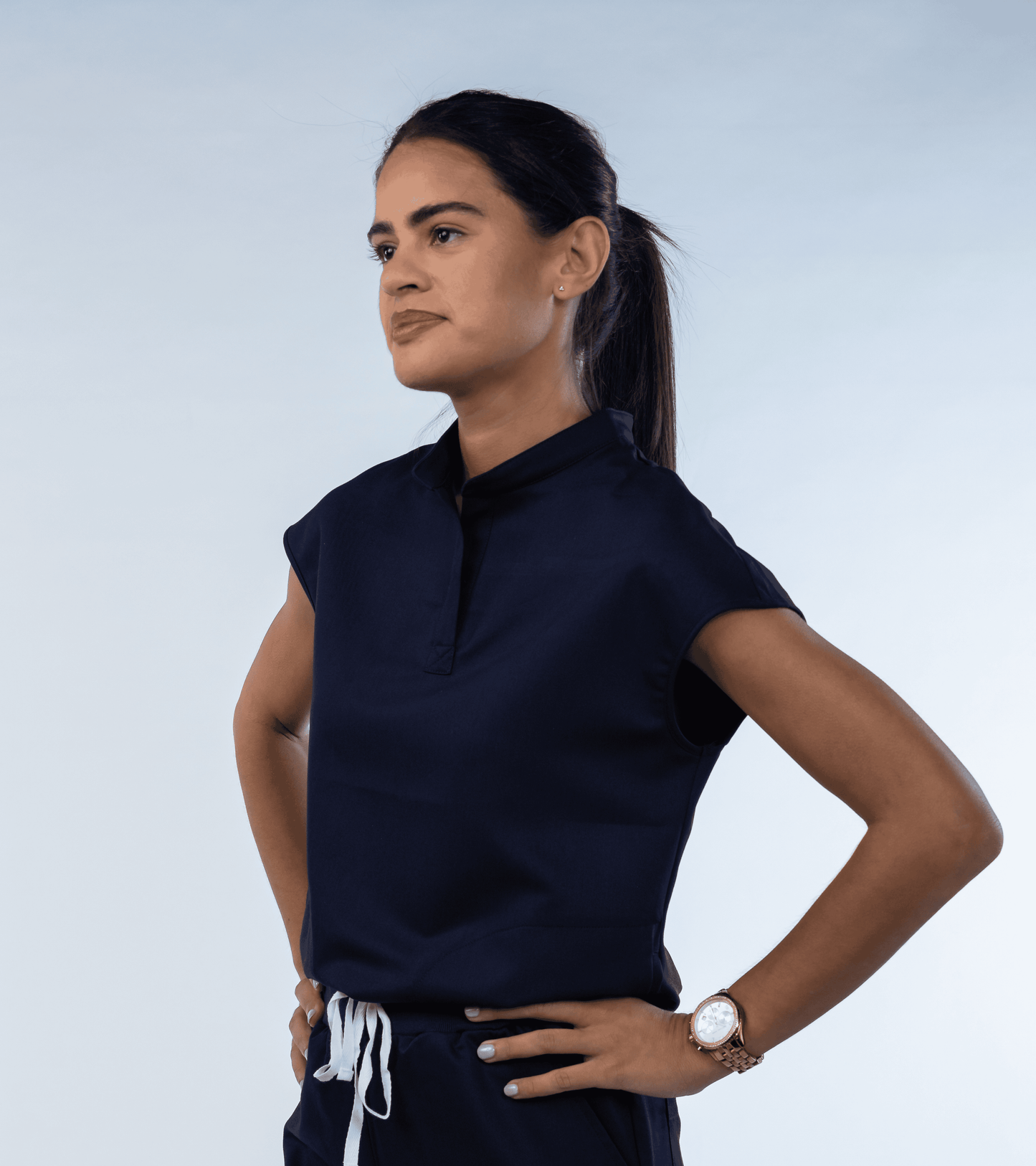 Gracey Mandarin Collar Scrub Top